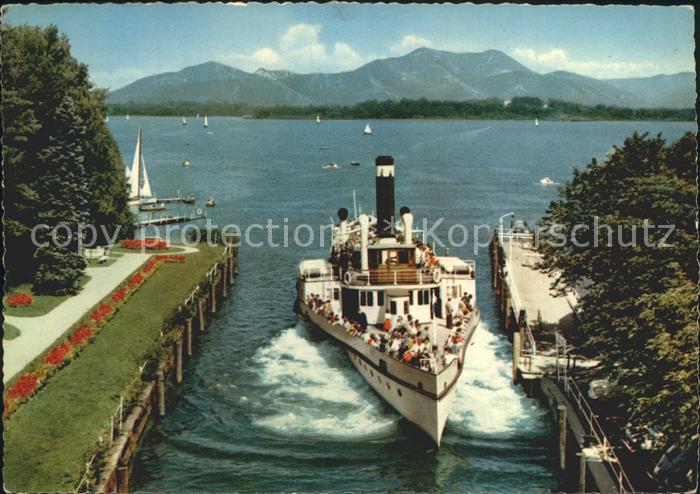 Dampfer Seitenrad Prien am Chiemsee Anlegestelle