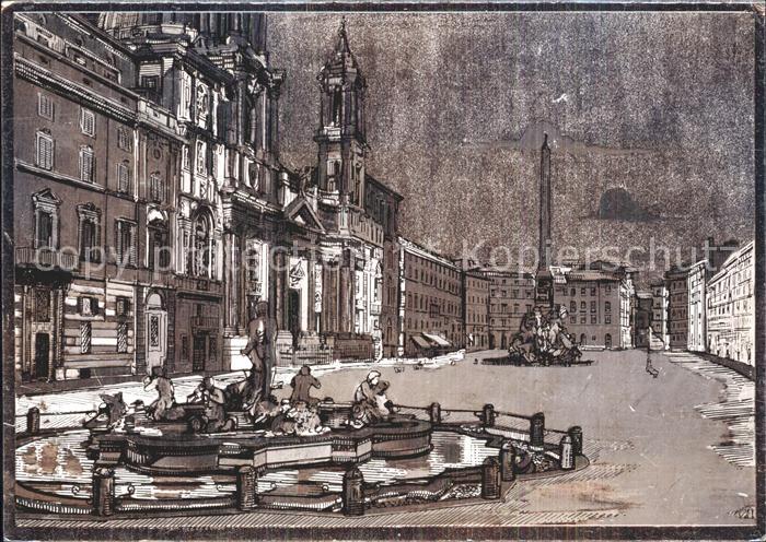 Roma Rom Piazza Navona Kuenstlerkarte