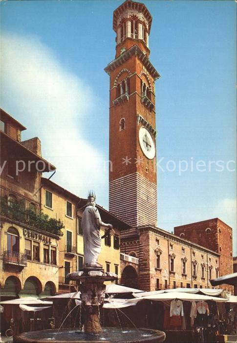Verona Veneto Scorcio Piazza Erbe e Torre dei Lamberti