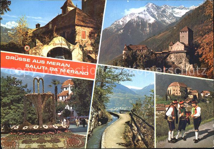Merano Meran Burg Maenner in Tracht