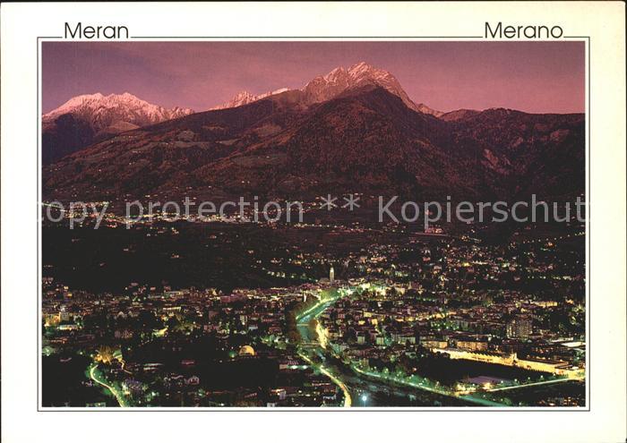 Merano Meran Fliegeraufnahme am Abend