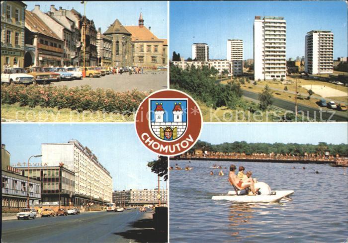 Chomutov Hochhaeuser Altstadt Tretboot