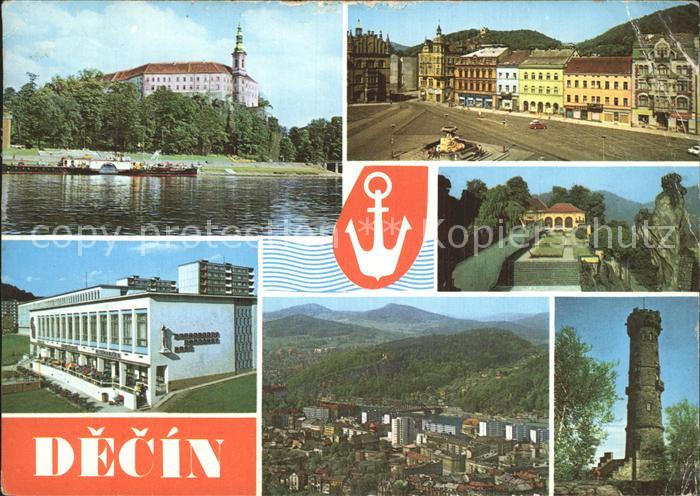 Decin Boehmen Schlosspark Steinturm Fliegeraufnahme