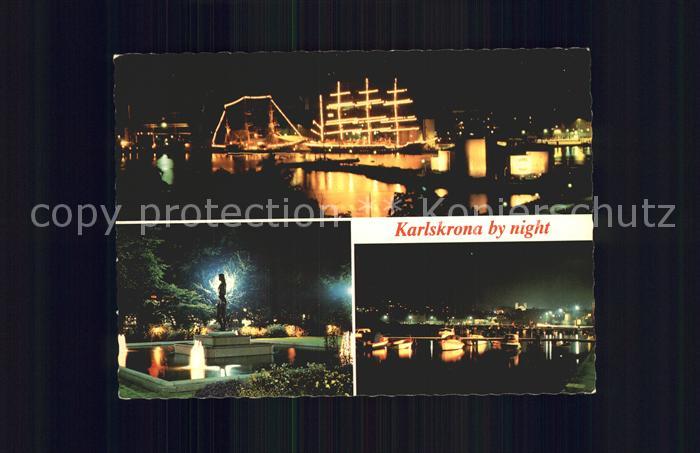 Karlskrona Hafen bei Nacht