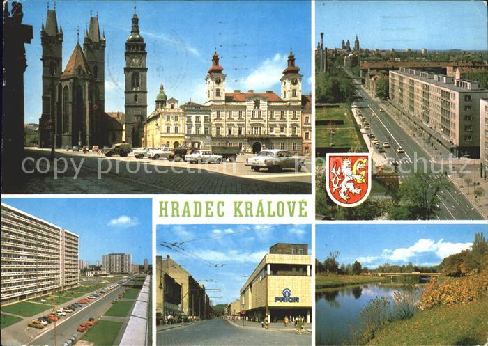 Kralovehradecko Hradec Kralove Kirchen Hochhaeuser Flusspartie