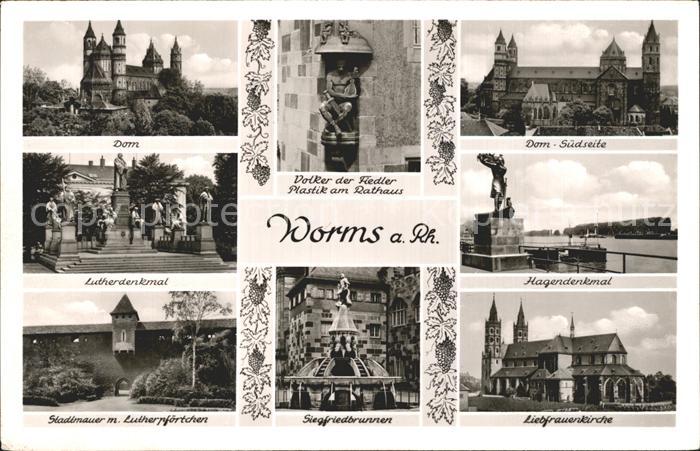 Worms Rhein Dom Hagendenkmal Lutherdenkmal Stadtmauer