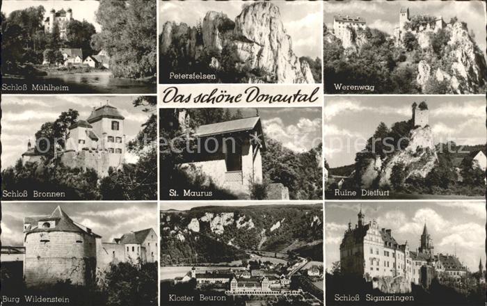 Donautal Schlosser Muehlheim Siegmaringen und Bronnen Petersfelsen Werenwag Klos