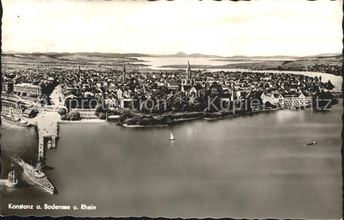 Konstanz Bodensee Fliegeraufnahme mit Rhein