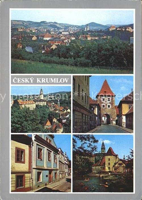 Krumlov Stadttor Partie am Wasser