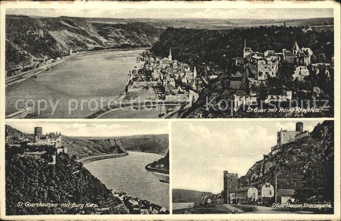 St Goar Fliegeraufnahme Ruine Rheinfels St-Goarshausen mit Burg Katz