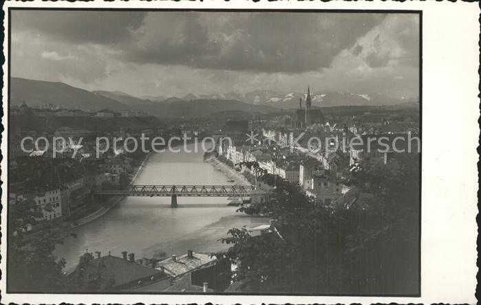 Steyr Enns Oberoesterreich Partie am Fluss mit Bruecke Eisenstadt