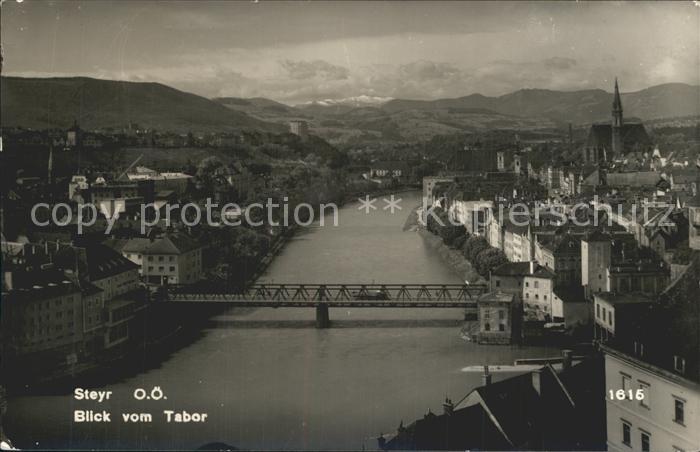 Steyr Enns Oberoesterreich Blick vom Tabor auf Brueckenpartie