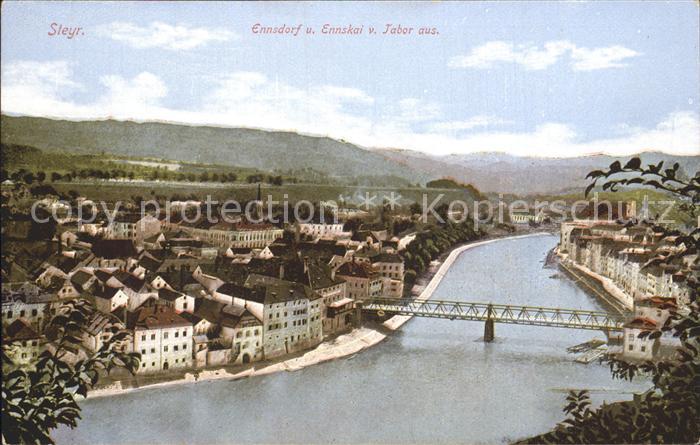 Steyr Enns Oberoesterreich Ennskai von Tabor aus gesehen