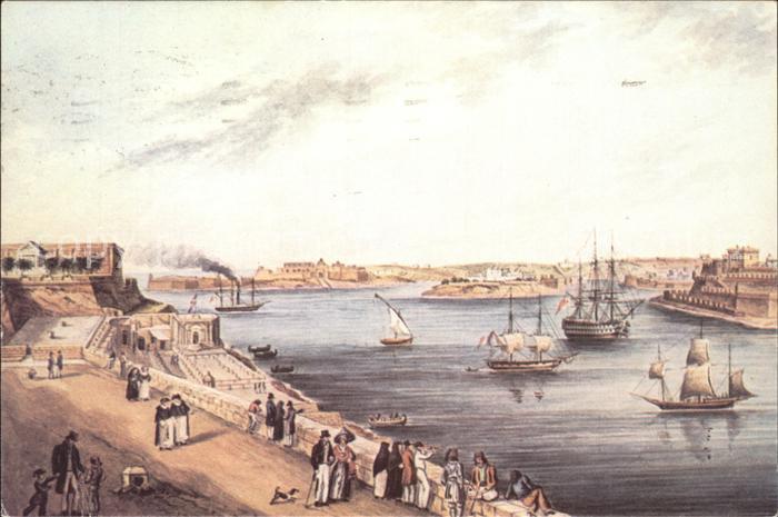 Malta Hafen Kuenstlerkarte von Brocktorff