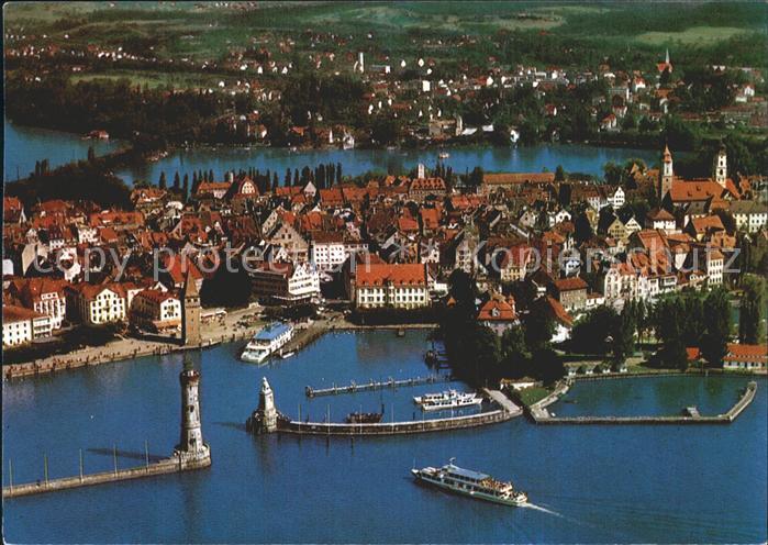 Lindau Bodensee Fliegeraufnahme mit Hafen