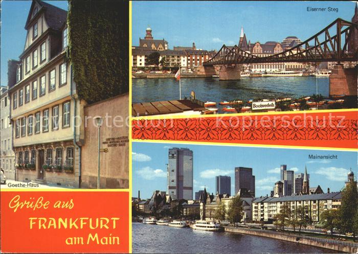 Frankfurt Main Eiserner-Steg Mainansicht Goethe-Haus