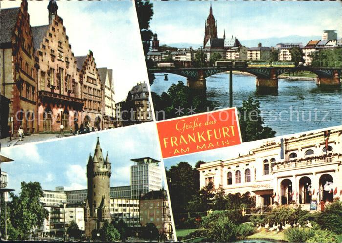 Frankfurt Main Roemer Main mit Dom Eschenheimer-Turm Zoogebaeude