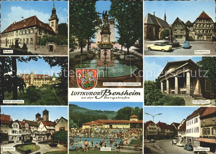 Bensheim Bergstrasse Rathaus Krankenhaus Schloss-Schoenberg Kirchberghaus