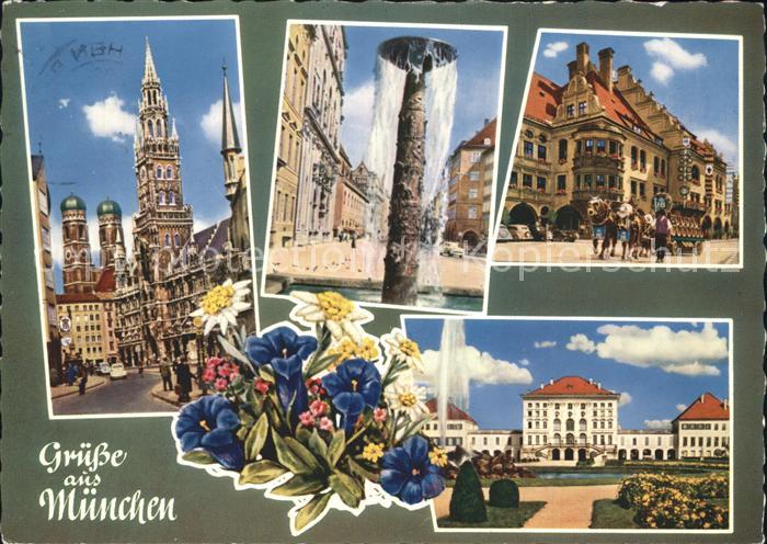 Muenchen Bayern Rathaus Frauenkirche Richard Strauss Brunnen Hofbraeuhaus Schlos
