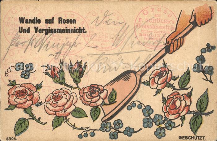 Rosen Vergissmeinnicht Stempel F. Schüler's W