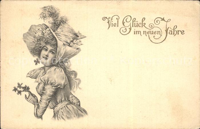Neujahr Frau Hutmode Mode Kleeblatt