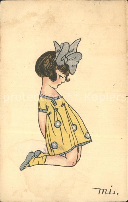 Kinder Child Enfants Maedchen Kleid Haarschleife Kuenstlerkarte