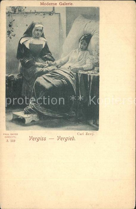 Kuenstlerkarte Carl Zewy Vergiss-Vergieb Moderne Galerie Nonne