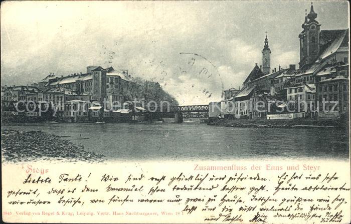 Steyr Enns Oberoesterreich Zusammenfluss Enns und Steyr