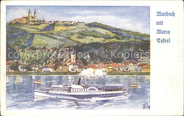 Dampfer Seitenrad Kuenstlerkarte Rudolf Marbach Maria Taferl