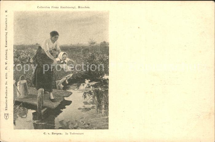 Kuenstlerkarte C. v. Bergen In Todesangst Mutter Kind