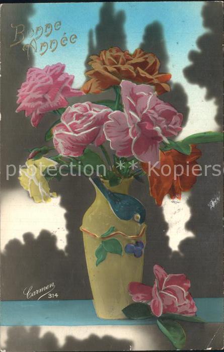 Verlag Carmen Nr. 314 Rosen Vase Neujahr