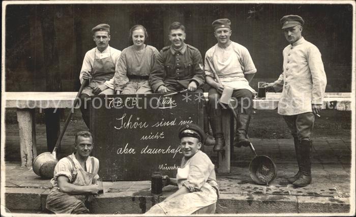Militaria Feldkueche Field Kitchen Cuisn Bier Gruppenfoto Soldaten München