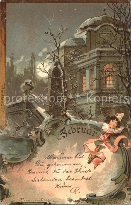 Monatskarte Februar Litho