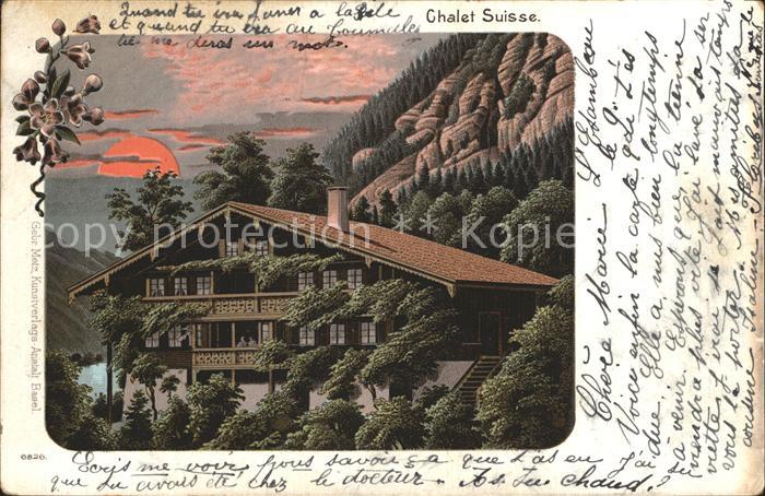 Bauernhaus Schweiz Chalet Suisse Litho