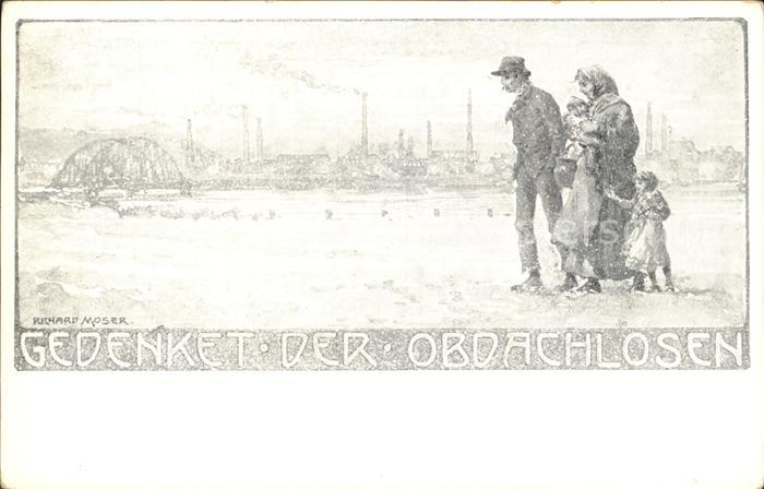 Kuenstlerkarte Richard Moser Gedenket der Obdachlosen