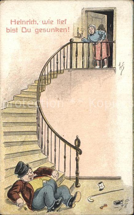 Verlag WS SB Nr. 32 Alkohol Treppensturz Humor Zigarre Schluessel