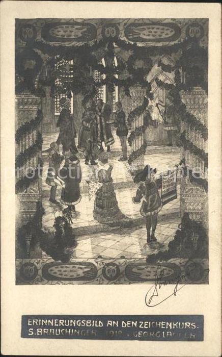 Kuenstlerkarte Erinnerungsbild Zeichenkurs S. Brauchin