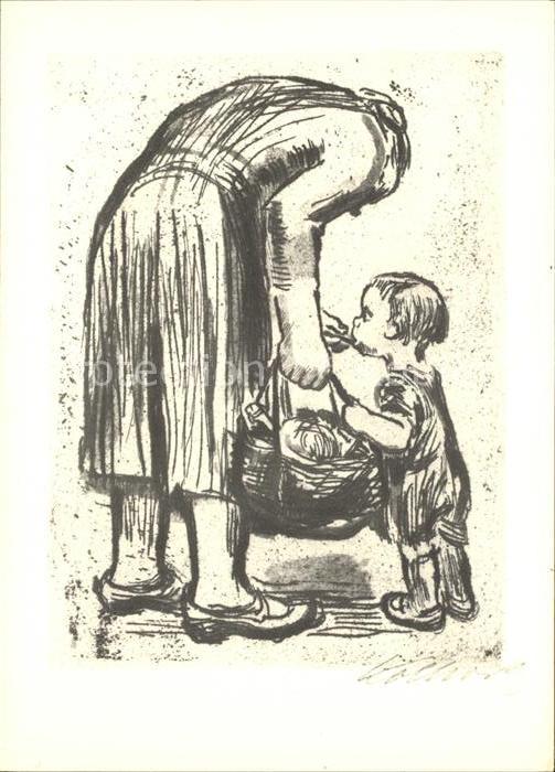 Kuenstlerkarte Kaethe Kollwitz Frau Kind fuetternd