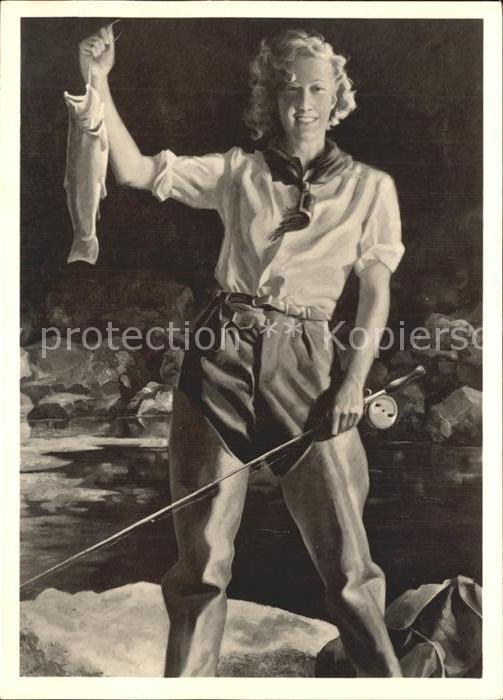 Verlag HDK Nr. 422 E. J. Engelhar Sportfischerin