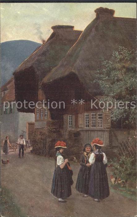 Hoffmann Heinrich Dorfstrasse im Schwarzwald Trachten Schwarzwald