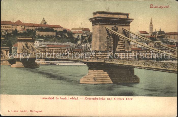 Budapest Lanczhid es budai oldal Kettenbruecke Ofener Ufer
