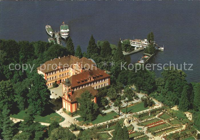 Insel Mainau Fliegeraufnahme Schloss Kirche Rosengarten