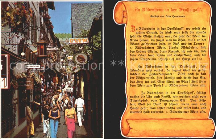 Ruedesheim Rhein Drosselgasse Gedicht Otto Hausmann