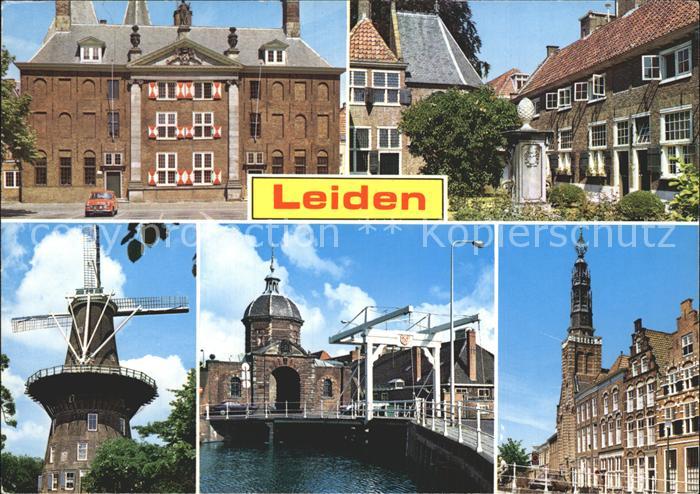 Leiden Windmuehle Rathaus Turm Morspoort
