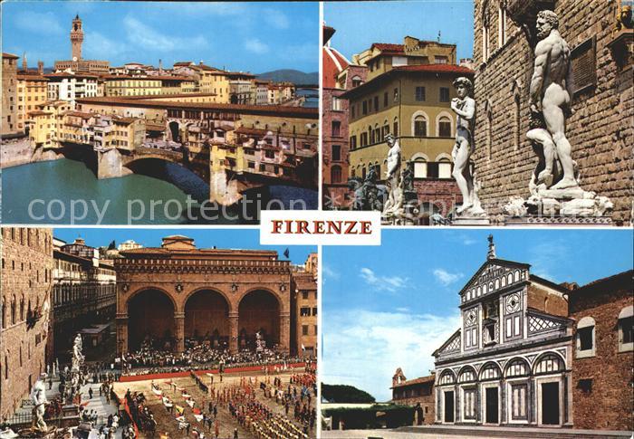 Firenze Florenz Alte Bruecke Statuen Herkules David Neptun Platz Signorien