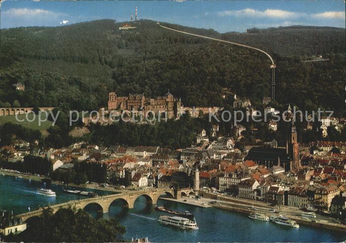 Heidelberg Neckar Blick auf die Bergbahn Koenigsstuhl Fersehturm