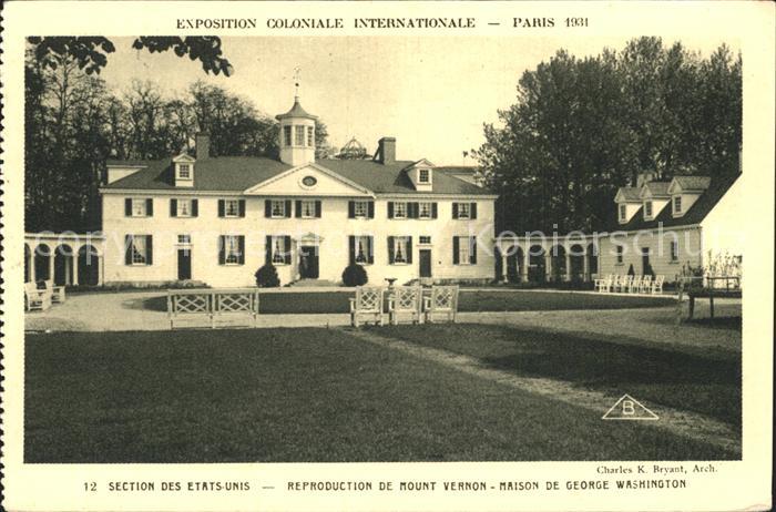 Paris Exposition Coloniale Internationale Sektion Amerika Mount Vernon Maison Ge