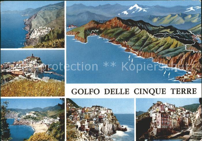 Riomaggiore Golfo delle Cinque Terre mit Panoramkarte