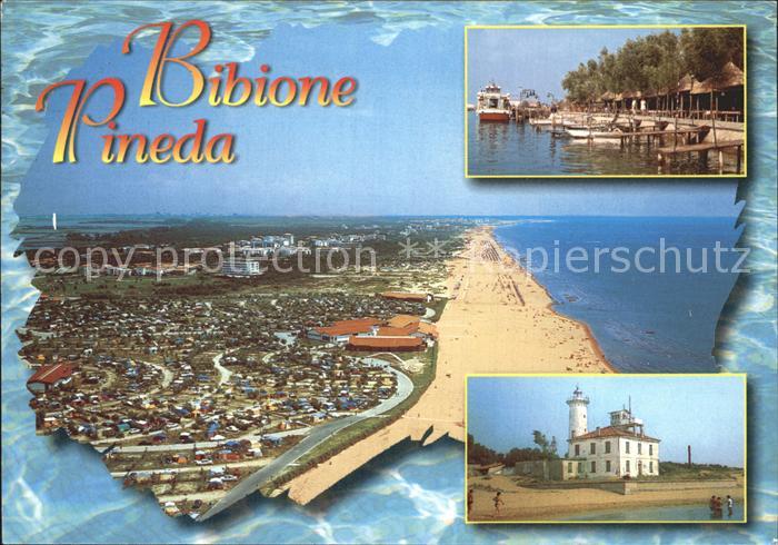 Bibione Pineda Fliegeraufnahme mit Strand Leuchtturm