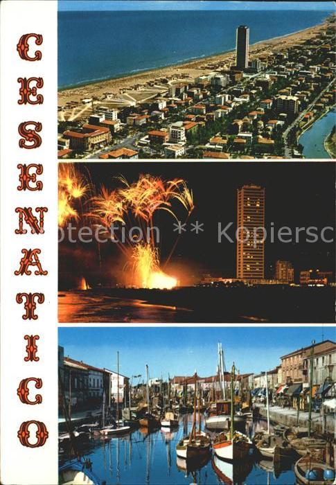 Cesenatico Fliegeraufnahme Hafen Strand Feuerwerk